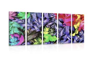 5-częściowy obraz retro kwiatowe kreski - 100x50
