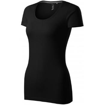 Koszulka damska z ozdobnymi przeszyciami, czarny, XL
