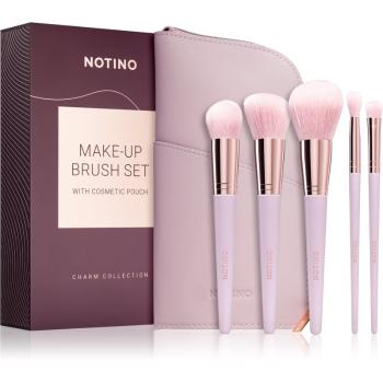 Notino Charm Collection Make-up brush set with cosmetic pouch Zestaw pędzli z etui Dusty pink