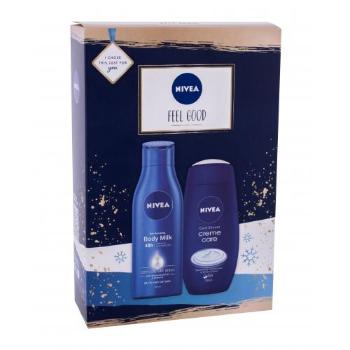 Nivea Feel Good zestaw 250ml Creme Care Cream Shower + 250ml Body Nourishing Milk dla kobiet