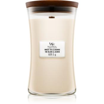 Woodwick White Tea & Jasmine świeczka zapachowa z drewnianym knotem 609.5 g