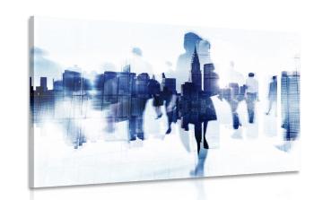 Obraz sylwetki ludzi w mieście - 120x80