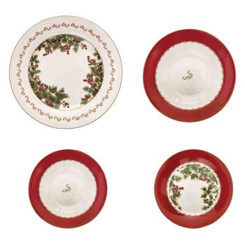 18-częściowy porcelanowy zestaw naczyń ze świątecznym motywem Brandani Le Bacche