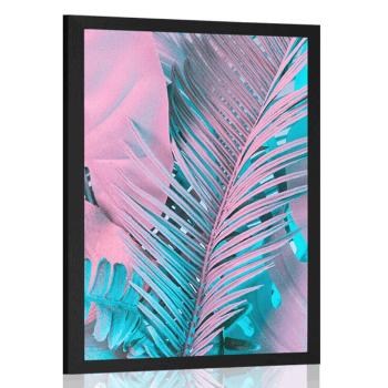 Plakat liście palmowe w niezwykłych neonowych kolorach - 30x45 black