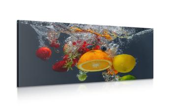 Obraz owoce wpadające do wody - 100x50