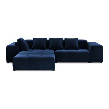 Niebieska aksamitna sofa narożna (zmienna) Rome Velvet - Cosmopolitan Design