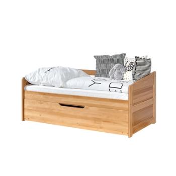 TiCAA Łóżko Sofa Mini Micki buk naturalny z dodatkowym łóżkiem z 2 materacami