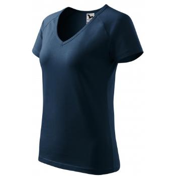 Damska koszulka slim fit z raglanowym rękawem, ciemny niebieski, XL