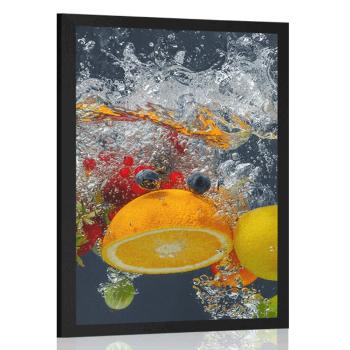 Plakat owoce w wodzie - 30x45 black