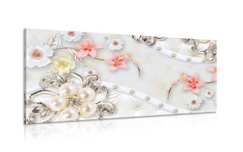 Obraz luksusowa biżuteria kwiatowa - 100x50