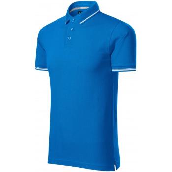 Męska koszulka polo z kontrastowymi detalami, niebieski ocean, XL