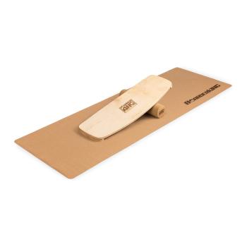 BoarderKING Indoorboard Curved, deska do balansowania, trickboard, z matą i wałkiem, drewno/korek