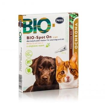 PESS BIO Spot-on krople na kleszcze i pchły dla małych psów i kotów 4x1 g z olejkiem neem