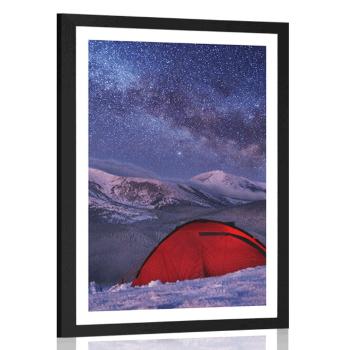 Plakat z passe-partout namiot pod nocnym niebem - 30x45 silver