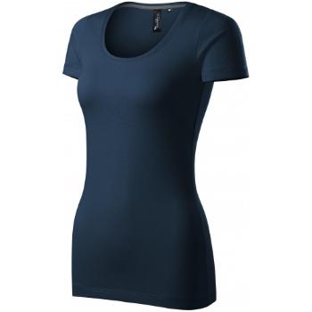 Koszulka damska z ozdobnymi przeszyciami, ciemny niebieski, XL