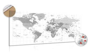 Obraz na korku szara mapa na białym tle - 120x60  transparent