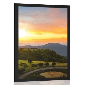 Plakat poranny wschód słońca nad Tajlandią - 40x60 white