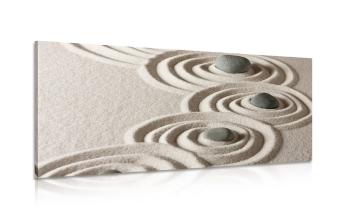 Obraz kamienie Zen w piaszczystych kręgach - 100x50