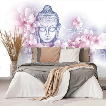 Samoprzylepna tapeta Budda z kwiatami sakury - 225x150