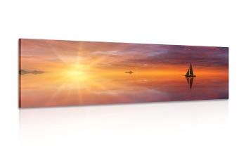 Obraz opuszczona łódź na morzu - 150x50