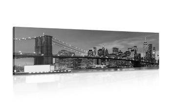 Obraz uroczy most w Brooklynie w wersji czarno-białej - 135x45