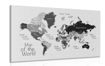 Obraz stylowa czarno-biała mapa - 90x60