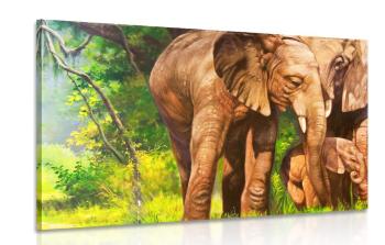 Obraz rodzina słoni - 120x80