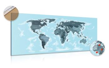 Obraz na korku piękna mapa w wersji niebieskiej - 100x50  wooden