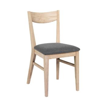 Brązowe dębowe krzesło do jadalni z siedziskiem z pluszu Rowico Dylan