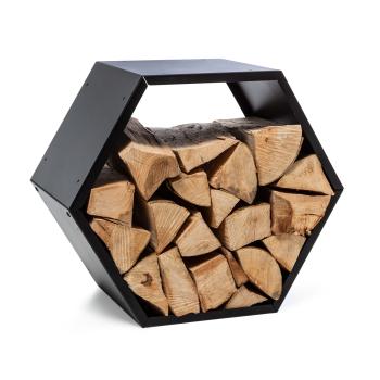 Blumfeldt Hexawood Black, stojak na drewno, kształt sześciokątny, 50,2 x 58 x 32 cm