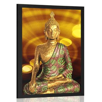 Plakat Posąg Buddy z abstrakcyjnym tłem - 30x45 silver