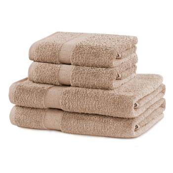 Komplet 4 beżowych ręczników DecoKing Marina Beige