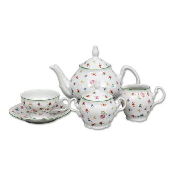Porcelanowy zestaw na herbatę z kwiatowym motywem Thun Bernadotte