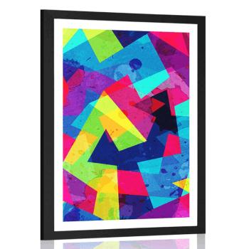 Plakat z passe-partout geometryczny wzór z efektem grunge - 40x60 black