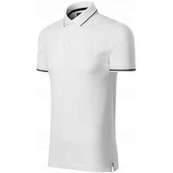 Męska koszulka polo z kontrastowymi detalami, biały, M