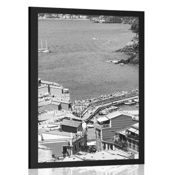 Plakat piękne wybrzeże Włoch w czerni i bieli - 60x90 silver