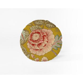 Żółta poduszka Velvet Atelier Japanese Flowers, ø 40 cm