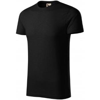T-shirt męski, teksturowana bawełna organiczna, czarny, M