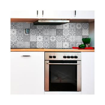 Zestaw 12 naklejek ściennych Ambiance Wall Decal Tiles Grey and White Torino, 15x15 cm
