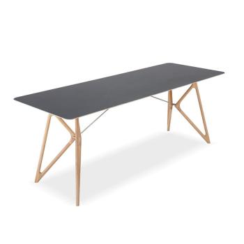 Stół z litego drewna dębowego z czarnym blatem Gazzda Tink, 200x90 cm