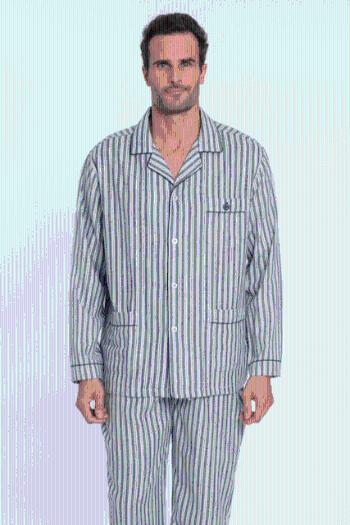 Flanelowa piżama męska ENRIQUE Szary XL