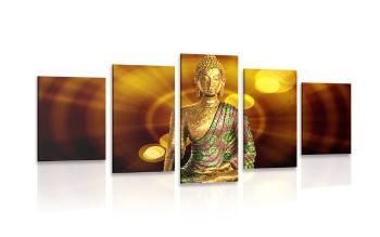 5-częściowy obraz posąg Buddy z abstrakcyjnym tłem - 100x50