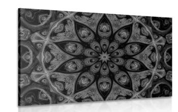 Obraz hipnotyczna Mandala w wersji czarno-białej - 90x60