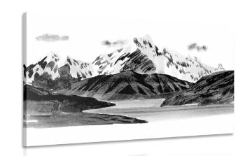 Obraz piękny górski krajobraz w wersji czarno-białej - 90x60
