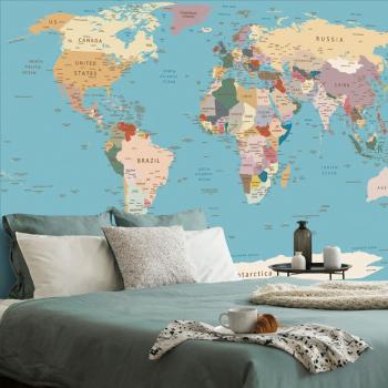 Samoprzylepna tapeta mapa świata z nazwami - 225x150