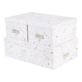Zestaw 3 pudełek w biało-złotym kolorze Bigso Box of Sweden Inge