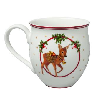 Biały porcelanowy kubek z motywem świątecznym Villeroy & Boch Santa and deer