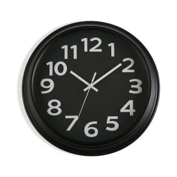 Czarny zegar ścienny Versa In Time, ⌀ 32,7 cm