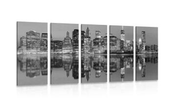 5-częściowy obraz miasto Manhattan w wersji czarno-białej - 200x100
