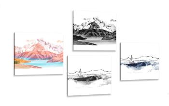 Zestaw obrazów magiczny krajobraz w malarskim stylu - 4x 60x60